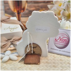 Bomboniera Comunione Albero della Vita in Pietra e Legno con Calice bassorilievo e Nome