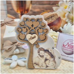 Bomboniera Matrimonio e Battesimo Albero della Vita in Pietra con Sacra Famiglia