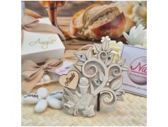 Bomboniera Comunione Albero della Vita piccolo in Pietra Leccese con Calice e Nome Personalizzato