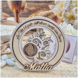 Bomboniera Comunione Profumatore L'Albero dell'Amore con Frase e Nome in Rilievo