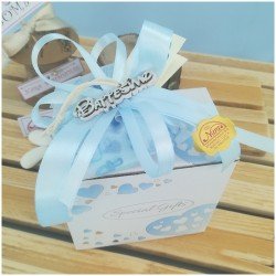 scatola Bomboniera battesimo maschio orsetto profumatore con stella in braccio