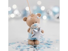 Bomboniera battesimo maschio orsetto profumatore con stella in braccio