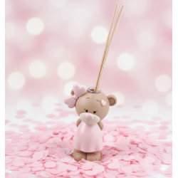 Bomboniera battesimo profumatore orsetto rosa con fiocco rosa