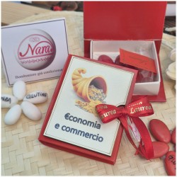 Bomboniera Laurea Economia Scatolina Libro con Cornucopia