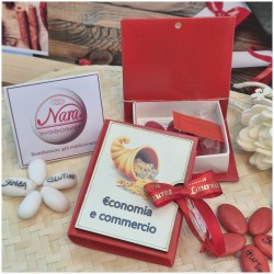 Bomboniera Laurea Economia Scatolina Libro con Cornucopia