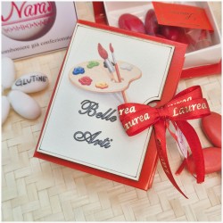 Bomboniera Laurea Belle Arti e DAMS Scatolina Libro con Tavolozza