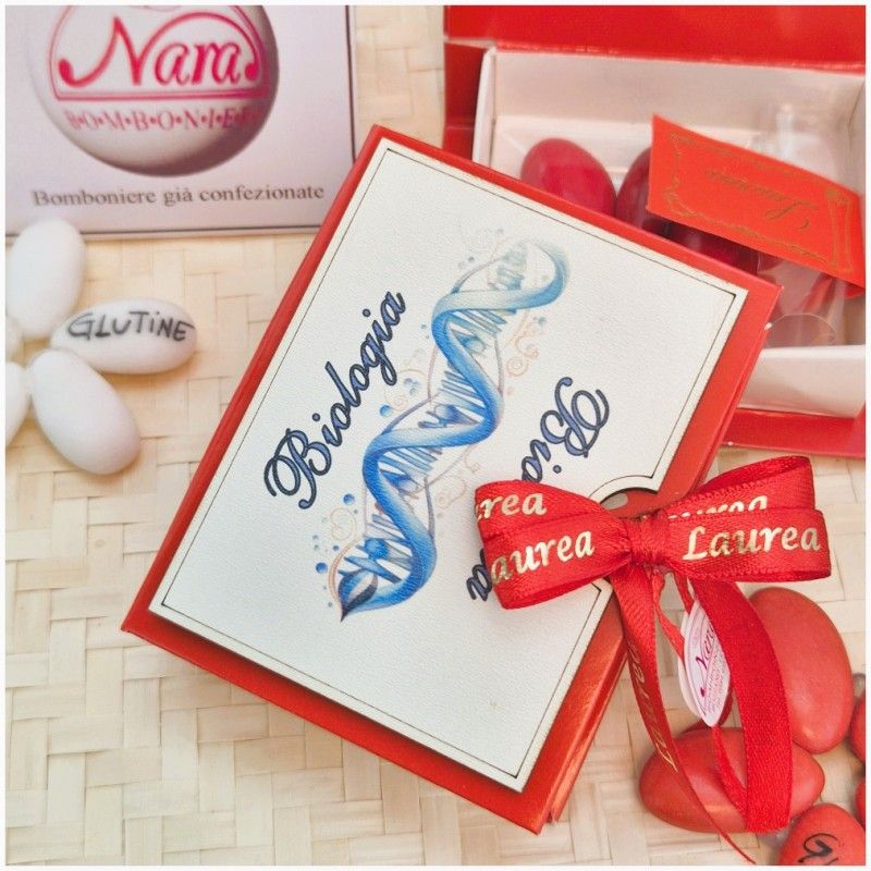 Bomboniera Laurea Biologia Scatolina Libro con DNA