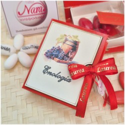 Bomboniera Laurea Enologia e Agraria Scatolina Libro con Botte e Uva