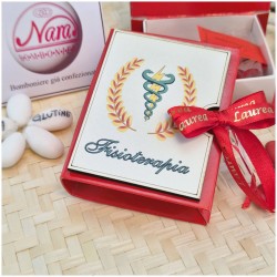 Bomboniera Laurea Fisioterapia Scatolina Libro con Simbolo Sanitario