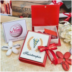 Bomboniera Laurea Fisioterapia Scatolina Libro con Simbolo Sanitario