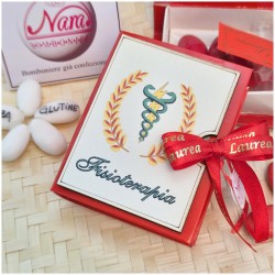 Bomboniera Laurea Fisioterapia Scatolina Libro con Simbolo Sanitario