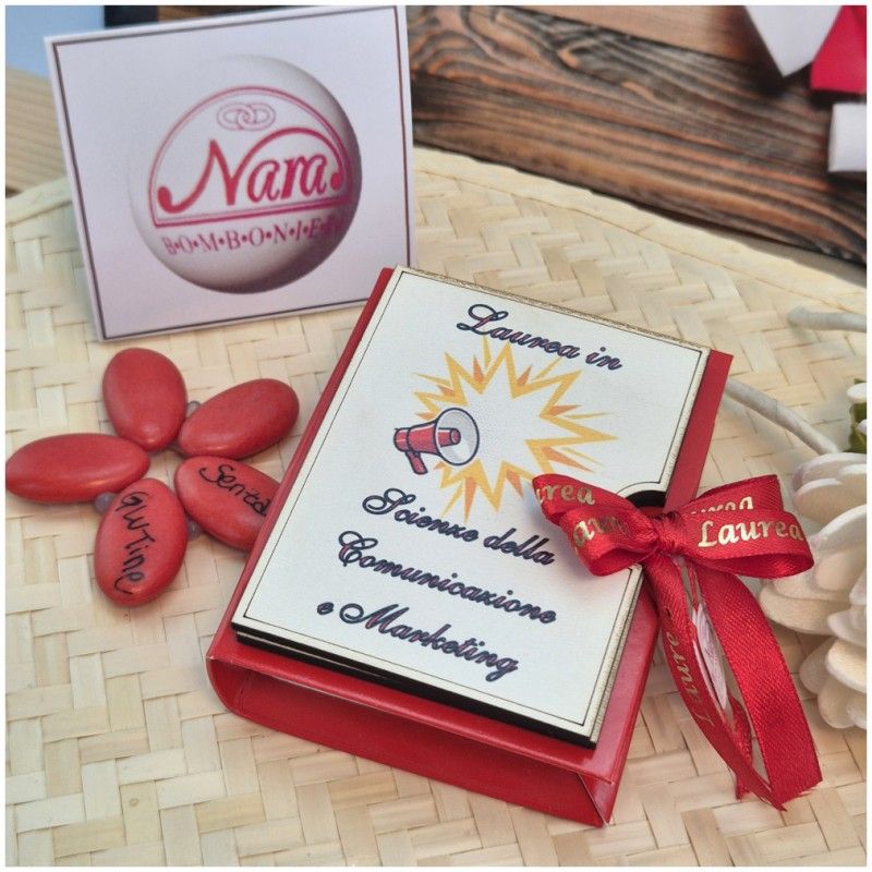Bomboniera Laurea Comunicazione e Marketing Scatolina Libro