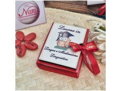 Bomboniera Laurea Lingue e Mediazione Linguistica Scatolina Libro con Gufo