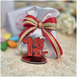 Bomboniera 1° Compleanno Bimba Minnie Specchiata Rossa con Nome e Numero 1