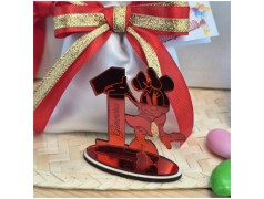 Bomboniera 1° Compleanno Bimba Minnie Specchiata Rossa con Nome e Numero 1