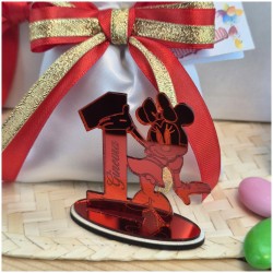 Bomboniera 1° Compleanno Bimba Minnie Specchiata Rossa con Nome e Numero 1