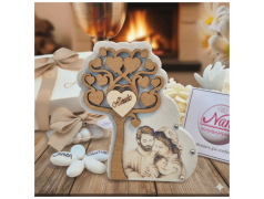 Bomboniera Matrimonio e Battesimo Albero della Vita in Pietra con Sacra Famiglia