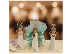 Bomboniera Cuorematto Angelo Naif con Farfalle e Fiori Memo