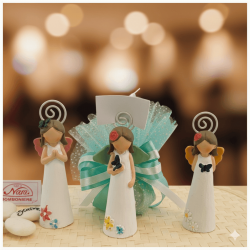 Bomboniera Cuorematto Angelo Naif con Farfalle e Fiori Memo