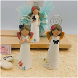 Bomboniera Cuorematto Angelo Naif con Farfalle e Fiori Memo