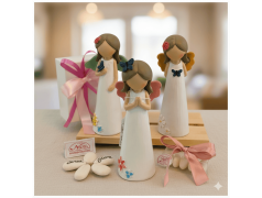 Bomboniera Cuorematto Angelo Naif con Farfalle e Fiori statuina media e grande