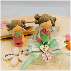 Bomboniera Bimba Angelo Naif Colorato con Cuore Statuina media