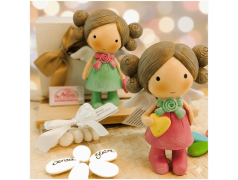 Bomboniera Bimba Angelo Naif Colorato con Cuore Statuina Grande