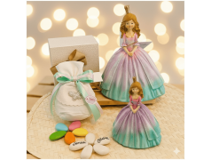 Bomboniera Comunione Principessa delle Favole con Vestito Glitter Sfumato e Corona