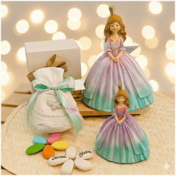 Bomboniera Comunione Principessa delle Favole con Vestito Glitter Sfumato e Corona