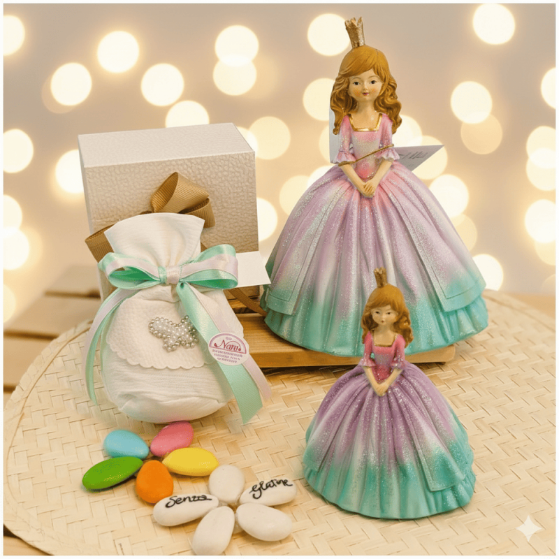 Bomboniera Comunione Principessa delle Favole con Vestito Glitter Sfumato e Corona