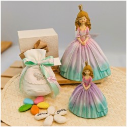 Bomboniera Comunione Principessa delle Favole con Vestito Glitter Sfumato e Corona