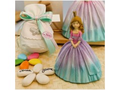 Bomboniera Comunione Principessa delle Favole con Vestito Glitter Sfumato e Corona