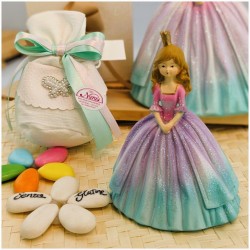 Bomboniera Comunione Principessa delle Favole con Vestito Glitter Sfumato e Corona