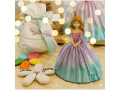 Bomboniera Comunione Principessa delle Favole con Vestito Glitter Sfumato e Corona