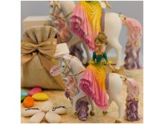 Bomboniera Comunione Principessa a Cavallo con Abito Sfumato e Glitter