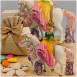 Bomboniera Comunione Principessa a Cavallo con Abito Sfumato e Glitter