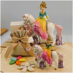 Bomboniera Comunione Principessa a Cavallo con Abito Sfumato e Glitter