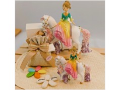 Bomboniera Comunione Principessa a Cavallo con Abito Sfumato e Glitter