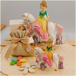 Bomboniera Comunione Principessa a Cavallo con Abito Sfumato e Glitter