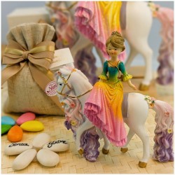 Bomboniera Comunione Principessa a Cavallo con Abito Sfumato e Glitter