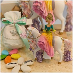 Bomboniera Comunione Principessa a Cavallo con Abito Sfumato e Glitter