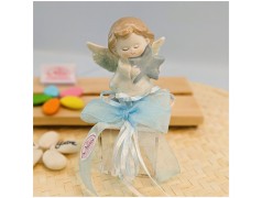 Bomboniera Battesimo Bimbo Angelo Custode con Stella su Scatola Trasparente