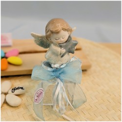 Bomboniera Battesimo Bimbo Angelo Custode con Stella su Scatola Trasparente