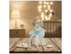 Bomboniera Battesimo Bimbo Angelo Custode con Stella su Scatola Trasparente