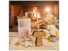 Bomboniera Comunione e Cresima Profumatore Tau in Legno con Frase Capolavoro