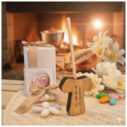 Bomboniera Comunione e Cresima Profumatore Tau in Legno con Frase Capolavoro