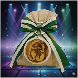 Bomboniera 18 Anni e Comunione Portachiavi DJ Cuffie Oro Specchiato con Nome