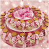 Torta Bomboniera Battesimo Bimba Scenografica con Vasetti e Piedino Legno Personalizzato-Nara Bomboniere