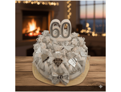 Torta Bomboniera Nozze di Diamante 60 Anni con Diamante Specchiato e Nomi