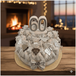 Torta Bomboniera Nozze di Diamante 60 Anni con Diamante Specchiato e Nomi
